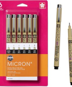 SAKURA Pigma Micron Fineliner Pens - Archival Black Ink Pens - Pens for Writing. Drawing. or Journaling - Assorted Point Sizes - 6 Pack