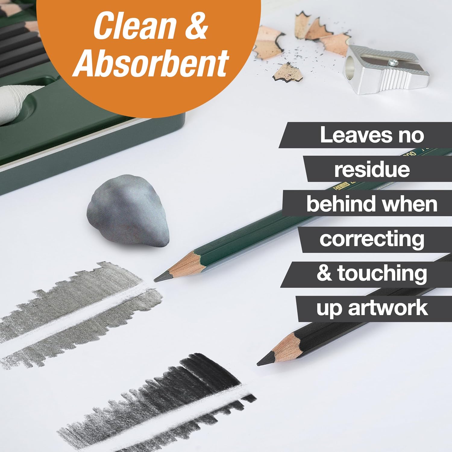 Faber-Castell Erasers - Drawing Art kneaded Erasers. Large Size Grey - 4 Pack - Image 4