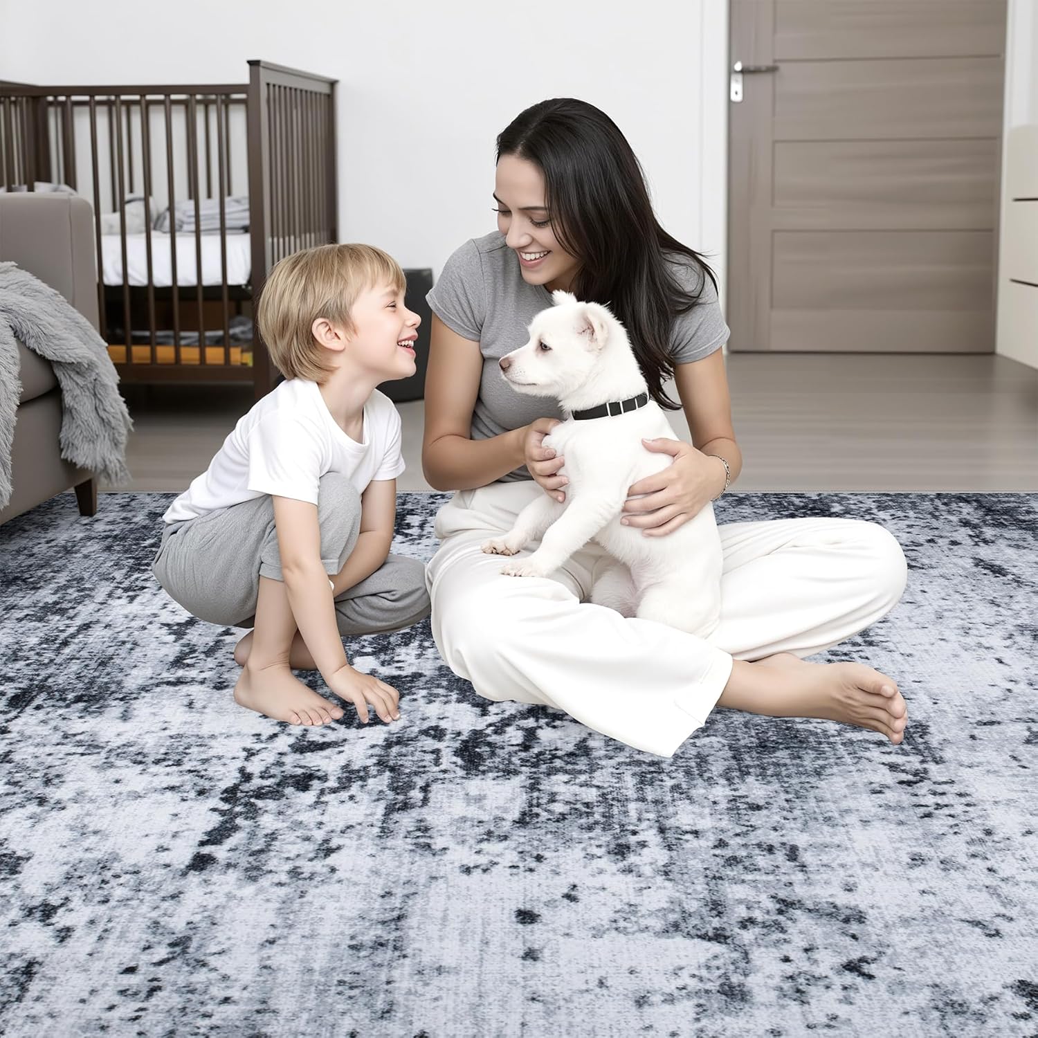 5x7 Area Rug Living Room: Modern Washable Indoor Carpet Black | For Bedroom Dining Room Farmhouse Nursery Hallway Office.Modern Abstract.Machine washable.Non-Slip.Stain Resistant.Indoor - Image 9